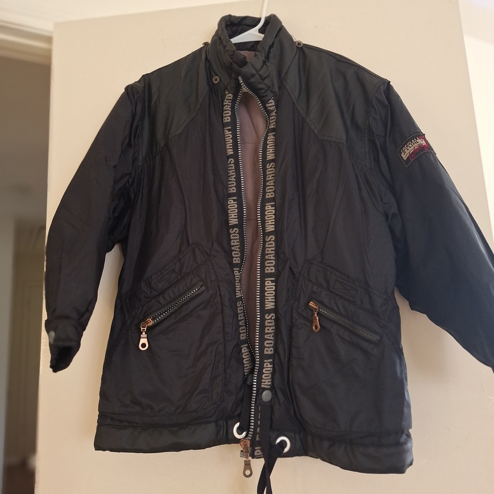Black Windbreaker Jacket with Logo Accents